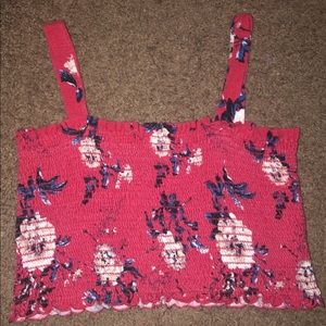 Red floral crop top